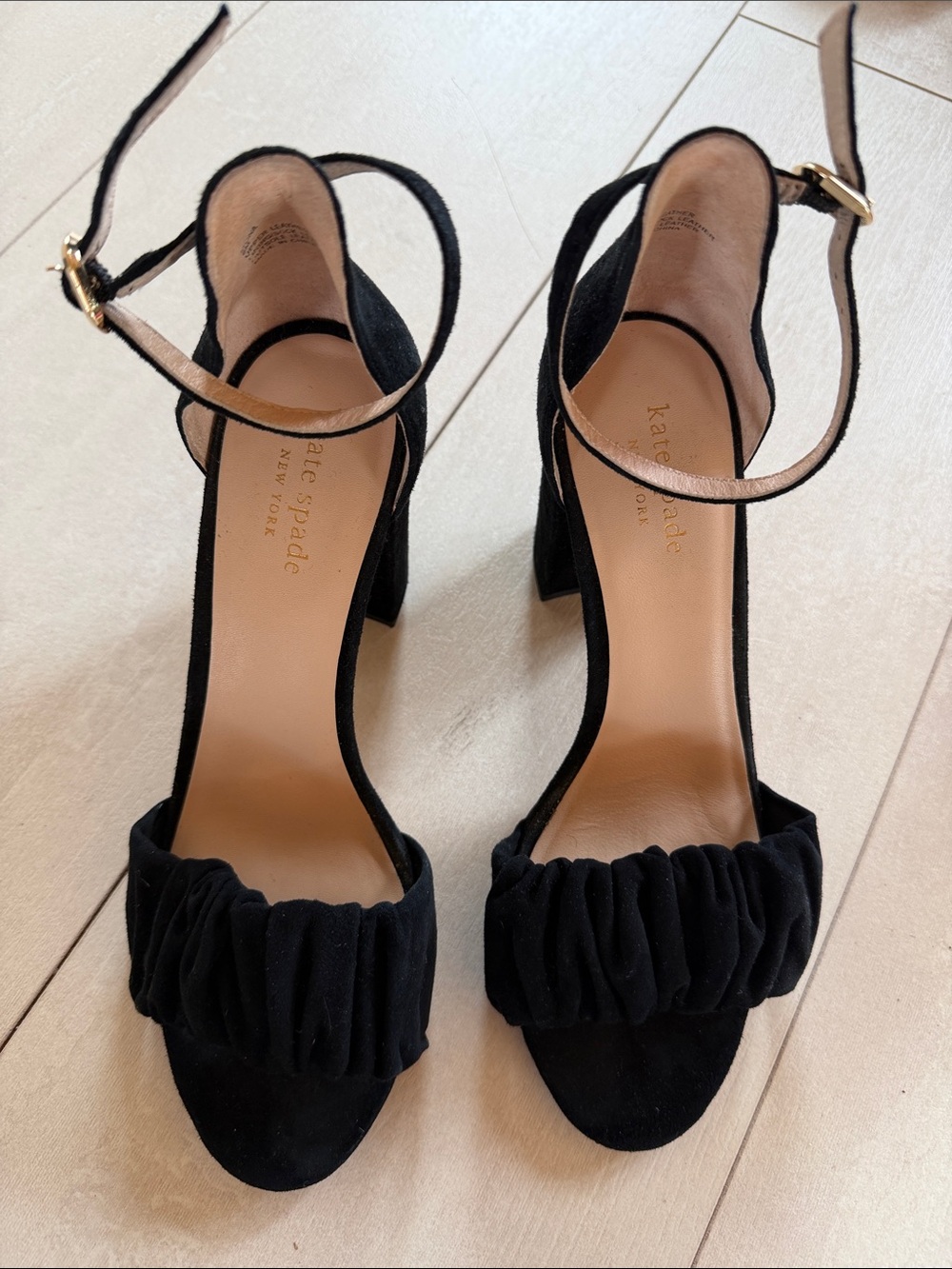 Kate Spade New York Mona Black Suede Block Heel Sandals Size 8